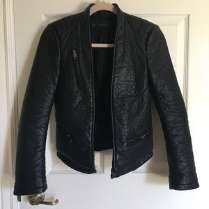 Zara Basic Textured Leather Motorcycle Jacket XS